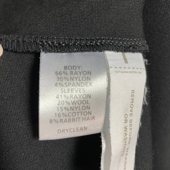 Loft Mixed Material Dress Sz 12 Black Ribbed Knit Wool Rabbit Hair Sweater - Picture 10 of 11